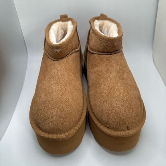 CUSHIONAIRE Women's Genuine Suede pull on platform boot +Memory Foam 9 CHESTNUT - Picture 2 of 7